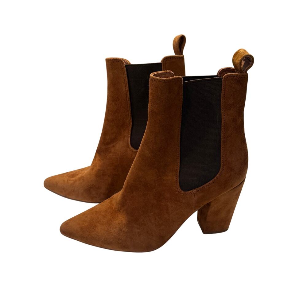 Steve Madden Belong Brown Suede Leather Chelsea Ankle Boots Pointed Toe 7.5